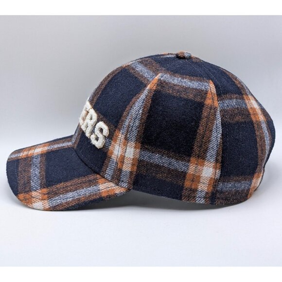 American Eagle Aerie Cheers Plaid Adjustable Strap Hat Cap Orange Blue Flannel - Picture 3 of 5